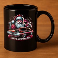 Classic Muscle Car Santa Hotrod V8 Enthusiast Christmas 11oz C Handle Ceramic Mug