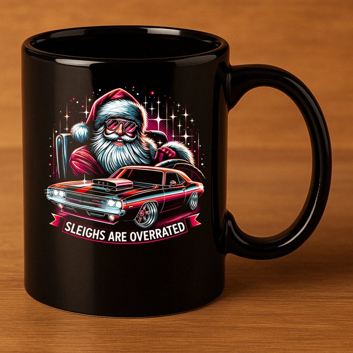 Classic Muscle Car Santa Hotrod V8 Enthusiast Christmas 11oz C Handle Ceramic Mug