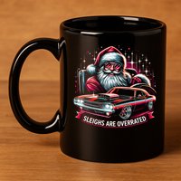 Classic Muscle Car Santa Hotrod V8 Enthusiast Christmas 11oz C Handle Ceramic Mug