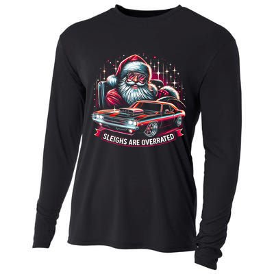 Classic Muscle Car Santa Hotrod V8 Enthusiast Christmas Cooling Performance Long Sleeve Crew