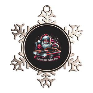 Classic Muscle Car Santa Hotrod V8 Enthusiast Christmas Metallic Star Ornament