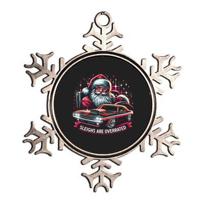 Classic Muscle Car Santa Hotrod V8 Enthusiast Christmas Metallic Star Ornament