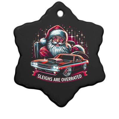 Classic Muscle Car Santa Hotrod V8 Enthusiast Christmas Ceramic Star Ornament