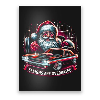 Classic Muscle Car Santa Hotrod V8 Enthusiast Christmas Poster