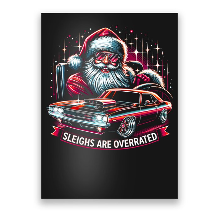 Classic Muscle Car Santa Hotrod V8 Enthusiast Christmas Poster