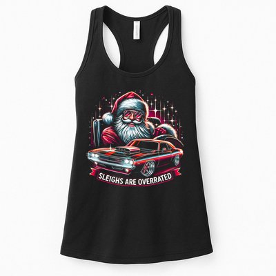 Classic Muscle Car Santa Hotrod V8 Enthusiast Christmas Womens Tank Top