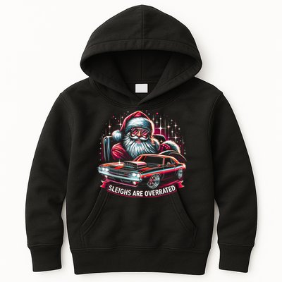 Classic Muscle Car Santa Hotrod V8 Enthusiast Christmas Kids Hoodie