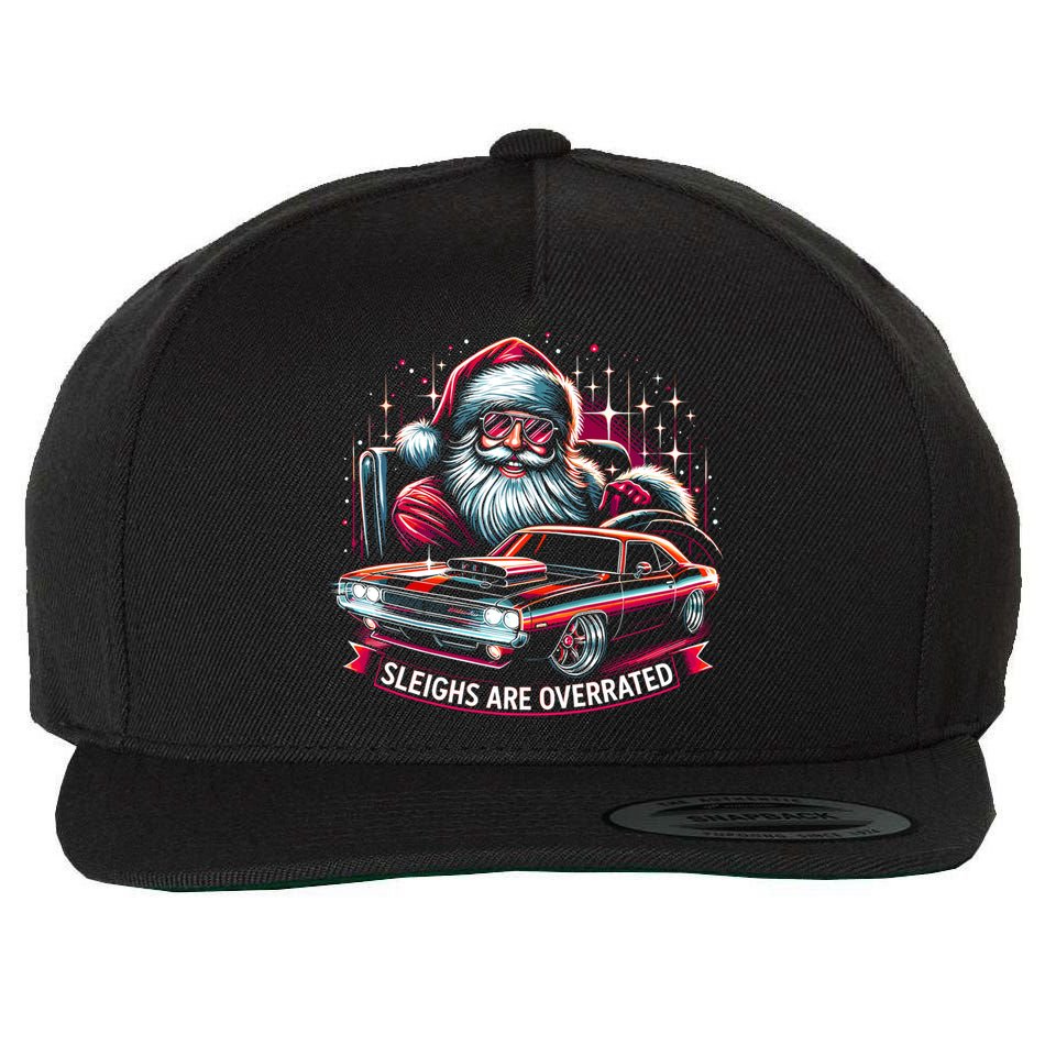 Classic Muscle Car Santa Hotrod V8 Enthusiast Christmas Wool Snapback Cap