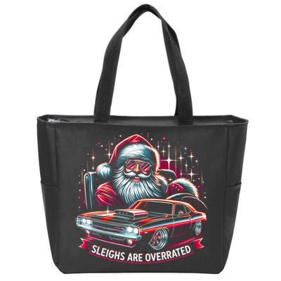 Classic Muscle Car Santa Hotrod V8 Enthusiast Christmas Zip Tote Bag