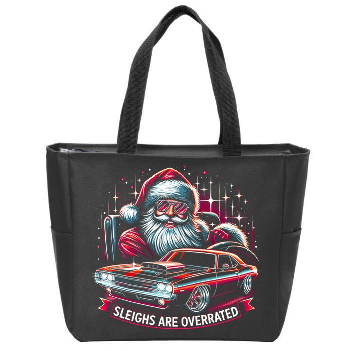 Classic Muscle Car Santa Hotrod V8 Enthusiast Christmas Zip Tote Bag