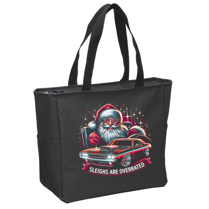 Classic Muscle Car Santa Hotrod V8 Enthusiast Christmas Zip Tote Bag
