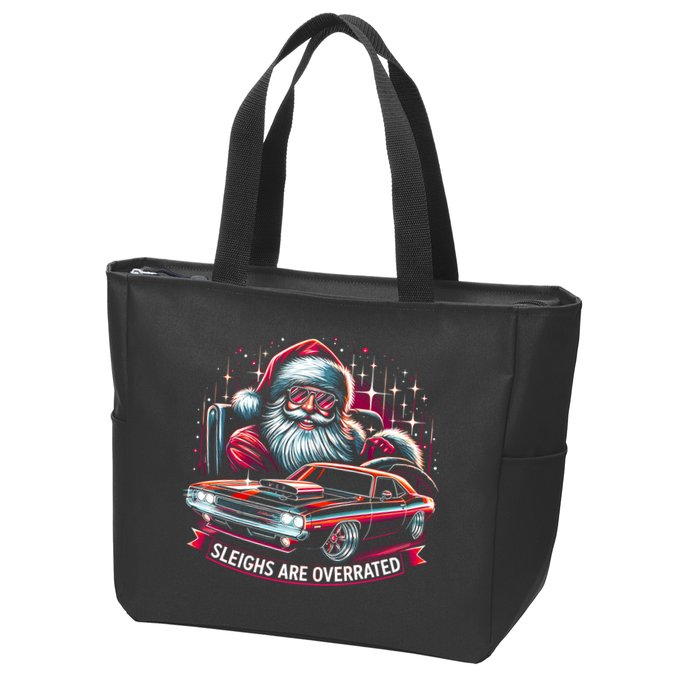 Classic Muscle Car Santa Hotrod V8 Enthusiast Christmas Zip Tote Bag