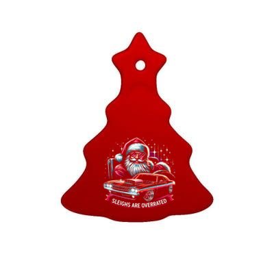 Classic Muscle Car Santa Hotrod V8 Enthusiast Christmas Ceramic Tree Ornament