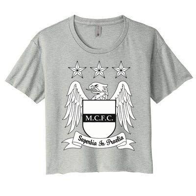 Cool Man City Slogan Eagle With Stars Women's Crop Top Tee