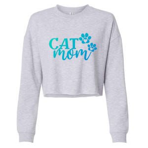 Cat Mom Cat Paws Cat Lover Funny Cute Cat Gift Cropped Pullover Crew