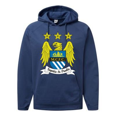 Cool Man City Slogan Eagle With Stars Performance Fleece Hoodie