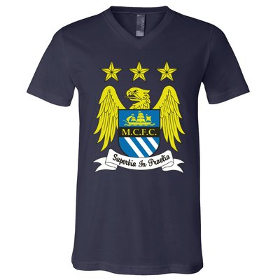 Cool Man City Slogan Eagle With Stars V-Neck T-Shirt