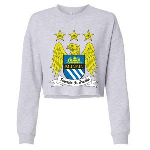 Cool Man City Slogan Eagle With Stars Cropped Pullover Crew