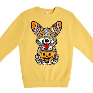 Corgi Mummy Cute Halloween Dog Lover Premium Crewneck Sweatshirt