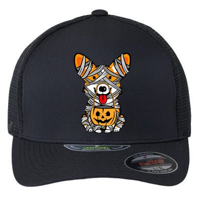 Corgi Mummy Cute Halloween Dog Lover Flexfit Unipanel Trucker Cap