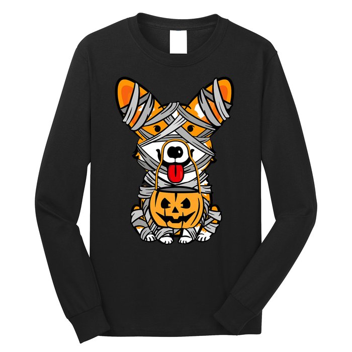 Corgi Mummy Cute Halloween Dog Lover Long Sleeve Shirt