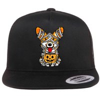 Corgi Mummy Cute Halloween Dog Lover Flatbill Hat