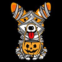 Corgi Mummy Cute Halloween Dog Lover Flatbill Hat