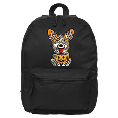 Corgi Mummy Cute Halloween Dog Lover 16 in Basic Backpack