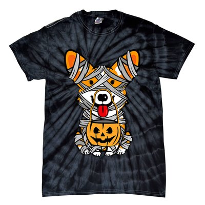 Corgi Mummy Cute Halloween Dog Lover Tie-Dye T-Shirt