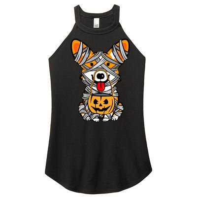 Corgi Mummy Cute Halloween Dog Lover Women’s Perfect Tri Rocker Tank