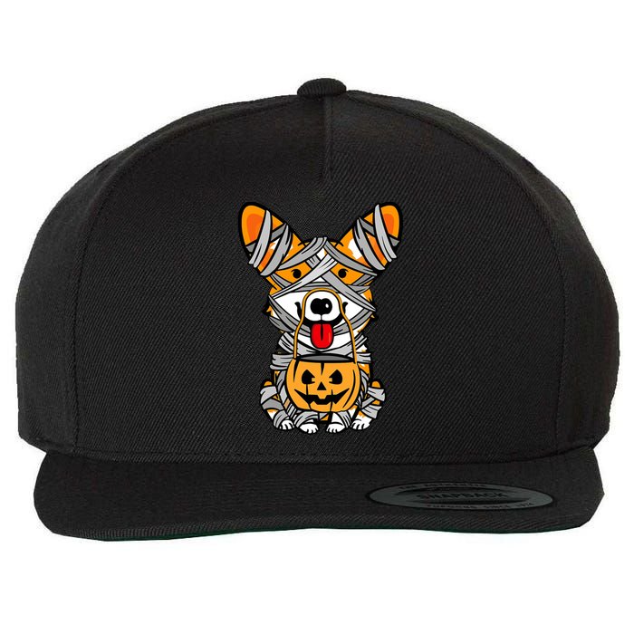 Corgi Mummy Cute Halloween Dog Lover Wool Snapback Cap