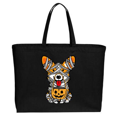 Corgi Mummy Cute Halloween Dog Lover Cotton Canvas Jumbo Tote