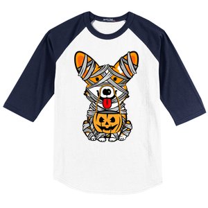 Corgi Mummy Cute Halloween Dog Lover Baseball Sleeve Shirt