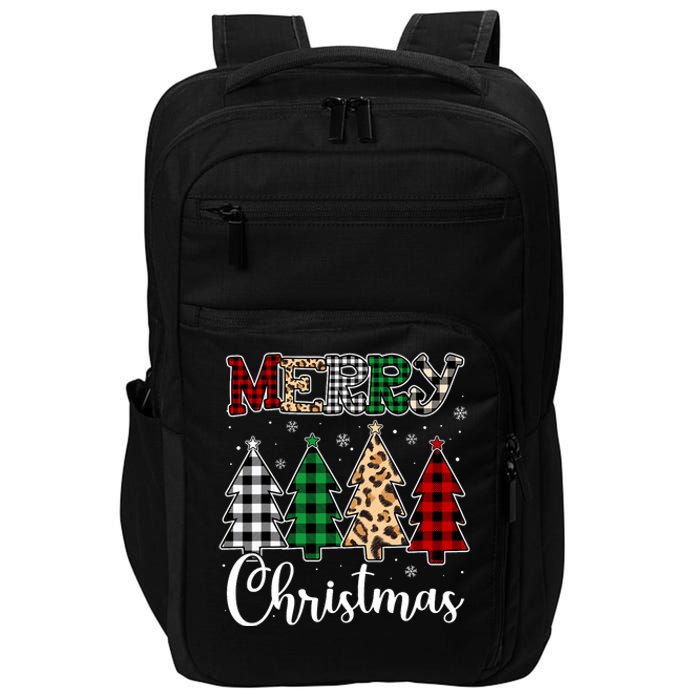 Cute Merry Christmas Leopard Buffalo Red Plaid Impact Tech Backpack