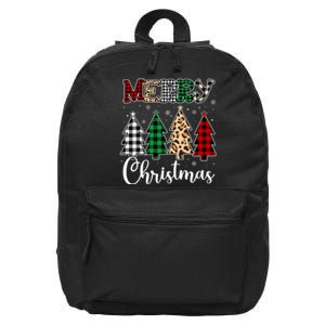 Cute Merry Christmas Leopard Buffalo Red Plaid 16 in Basic Backpack