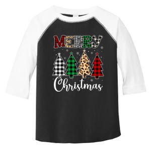 Cute Merry Christmas Leopard Buffalo Red Plaid Toddler Fine Jersey T-Shirt