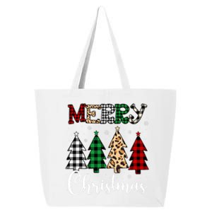 Cute Merry Christmas Leopard Buffalo Red Plaid 25L Jumbo Tote