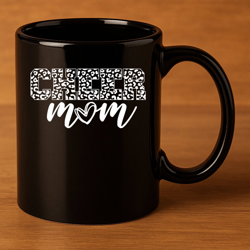 Cheer Mom Cheetah Print Cute 11oz C Handle Ceramic Mug