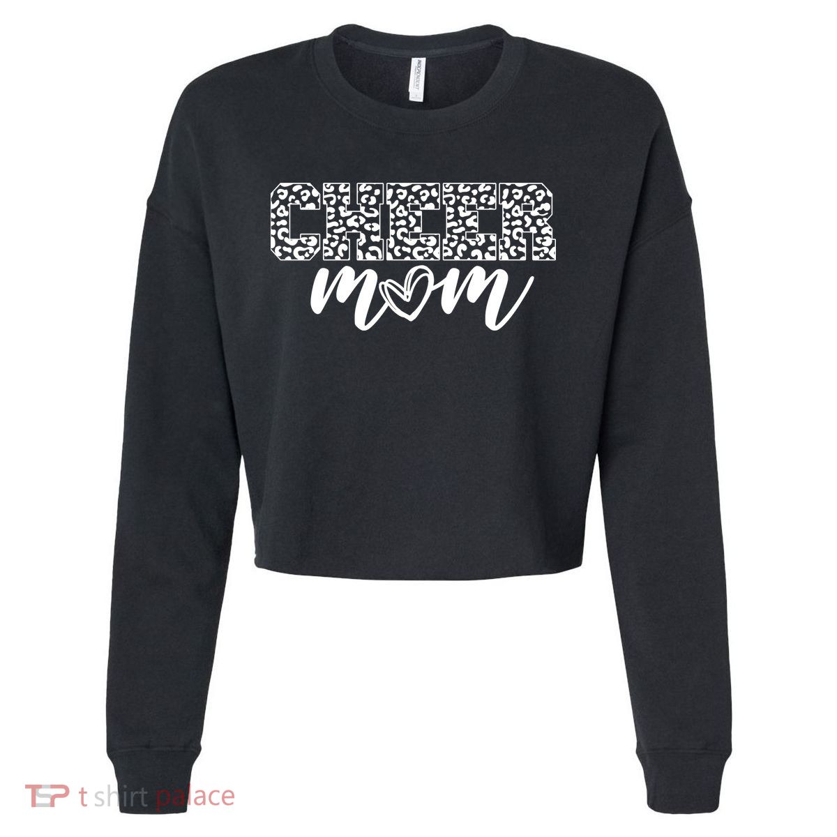 Cheer Mom Cheetah Print Cute Cropped Pullover Crew