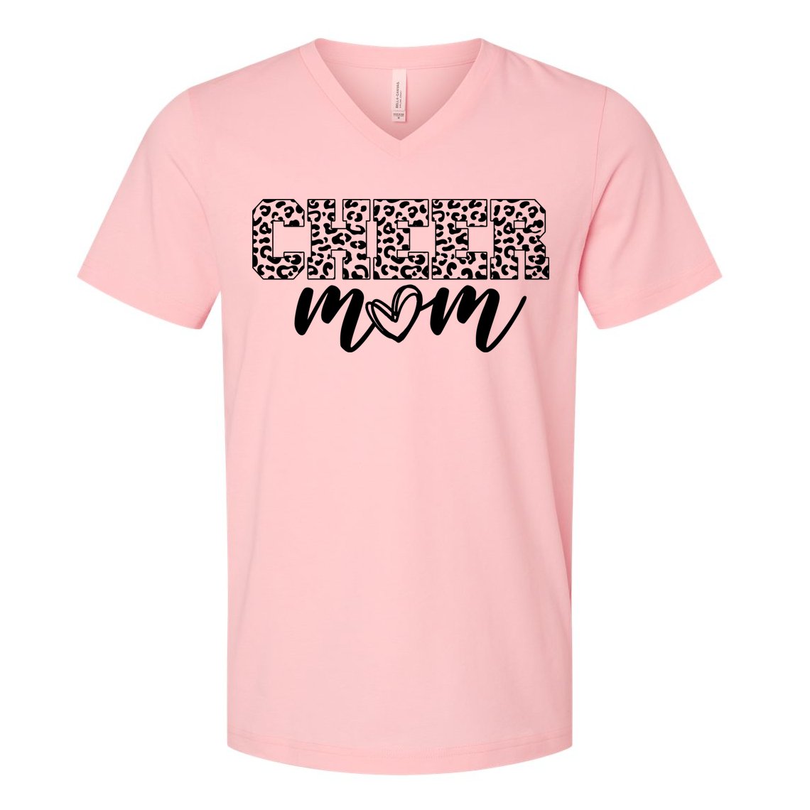 Cheer Mom Cheetah Print Cute V-Neck T-Shirt