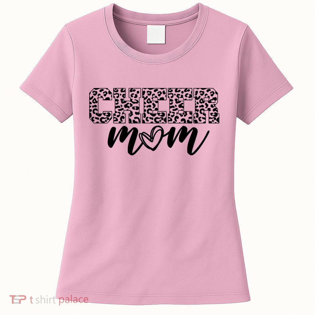 Cheer Mom Cheetah Print Cute Womens T-Shirt
