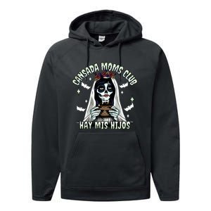 Cansada Moms Club Ay Mis Hijos Halloween Mexican Spooky Performance Fleece Hoodie