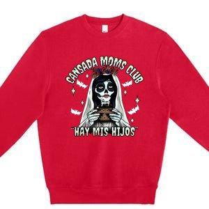 Cansada Moms Club Ay Mis Hijos Halloween Mexican Spooky Premium Crewneck Sweatshirt