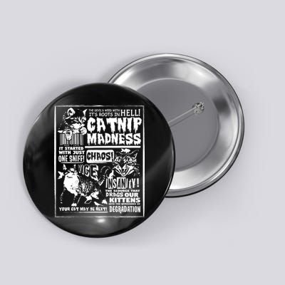 Catnip Madness Cute Kitten Cat Lover Gift For Cat Owners Button