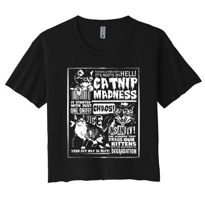 Catnip Madness Cute Kitten Cat Lover Gift For Cat Owners Women's Crop Top Tee