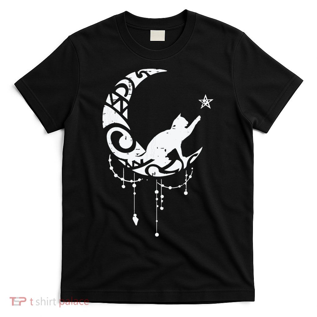Crescent Moon Cat Star Mystical Celestial Women Girl T-Shirt