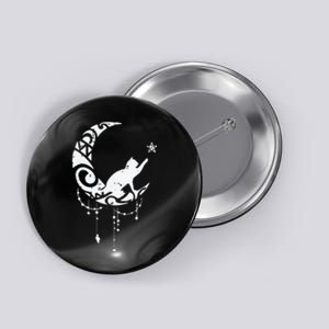 Crescent Moon Cat Star Mystical Celestial Women Girl Button