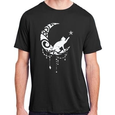 Crescent Moon Cat Star Mystical Celestial Women Girl Adult ChromaSoft Performance T-Shirt