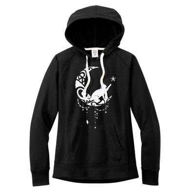 Crescent Moon Cat Star Mystical Celestial Women Girl Women's Fleece Hoodie