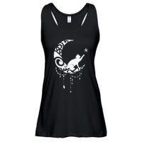 Crescent Moon Cat Star Mystical Celestial Women Girl Ladies Essential Flowy Tank